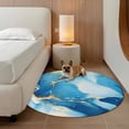 thumbnail image 2 of Round Rugs 3.3Ft, Blue Marble Round Area Rug Washable Indoor Throw Carpet, Modern Ink Painting Abstract Art Soft Non Slip Circle Rug for Laundry Room Patio Home Decor Aesthetic, 2 of 8