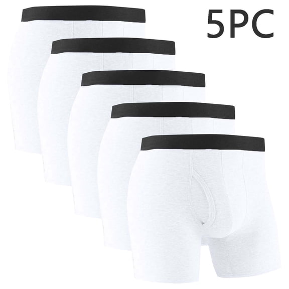 YSUEJPF 5 Pack Mens Boxer Briefs Pouch Support Open Fly Full Coverage Underwear Basic Solid Comfortable Stretchy Athletic Underpants