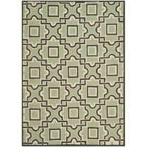 SAFAVIEH Four Seasons Gracelyn Geometric Polyester Area Rug, Spa/Dark Brown, 5' x 7'