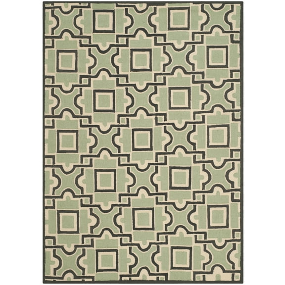 SAFAVIEH Four Seasons Gracelyn Geometric Polyester Area Rug, Spa/Dark Brown, 5' x 7'