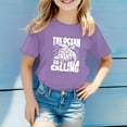 thumbnail image 2 of Tfken Girls Tshirts For Summer Crew Neck Print Short Sleeve Tops Daily Wear Casual Trendy Children Soft Tops Purple Size 2-3 Years, 2 of 4