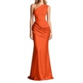 thumbnail image 2 of EliteGoogv Womens One Shoulder Dresses Asymmetrical Ruched Satin Maxi Dresses For Women Slim Fitted Formal Dresses Cocktail Party Evening Gowns Orange, 2 of 5