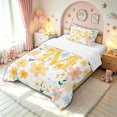 thumbnail image 2 of meiyoeat Floral Letter M Twin Comforter Sets for Girls, Spring Daisy Groovy Bedding Set for Bedroom, Multicolor, Reversible, 2pcs, 1 Comforter and 1 Pillowcase, 2 of 6