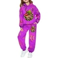 thumbnail image 2 of YMNXA Big Kids Boys Christmas Outfits Two Piece Long Sleeve Reindeer Print Hoodies And Jogger Pants Stylish Soft Sets For Daily Wear Purple 4-5 Years, 2 of 7