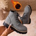 thumbnail image 4 of Womens Combat Boots Faux Suede Lace Up Chunky Platform Lightweight Non Slip Work Hiking Booties, 4 of 7