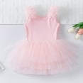 thumbnail image 6 of Wuxian Girls Ballet Dress Tutu Ruffle Flutter Sleeve Ballet Dance Dress Tutu Skirted Leotard Ballerina Dancewear Gymnastics Summer Dress, Pink, 3-4 Years, 6 of 8