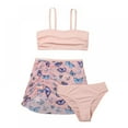 thumbnail image 1 of GYRATEDREAM Girl's Butterfly Print Bikini Bathing Suit with Cover Up Beach Skirt 3 Piece Swimsuits, Pink 9-10 Years, 1 of 6