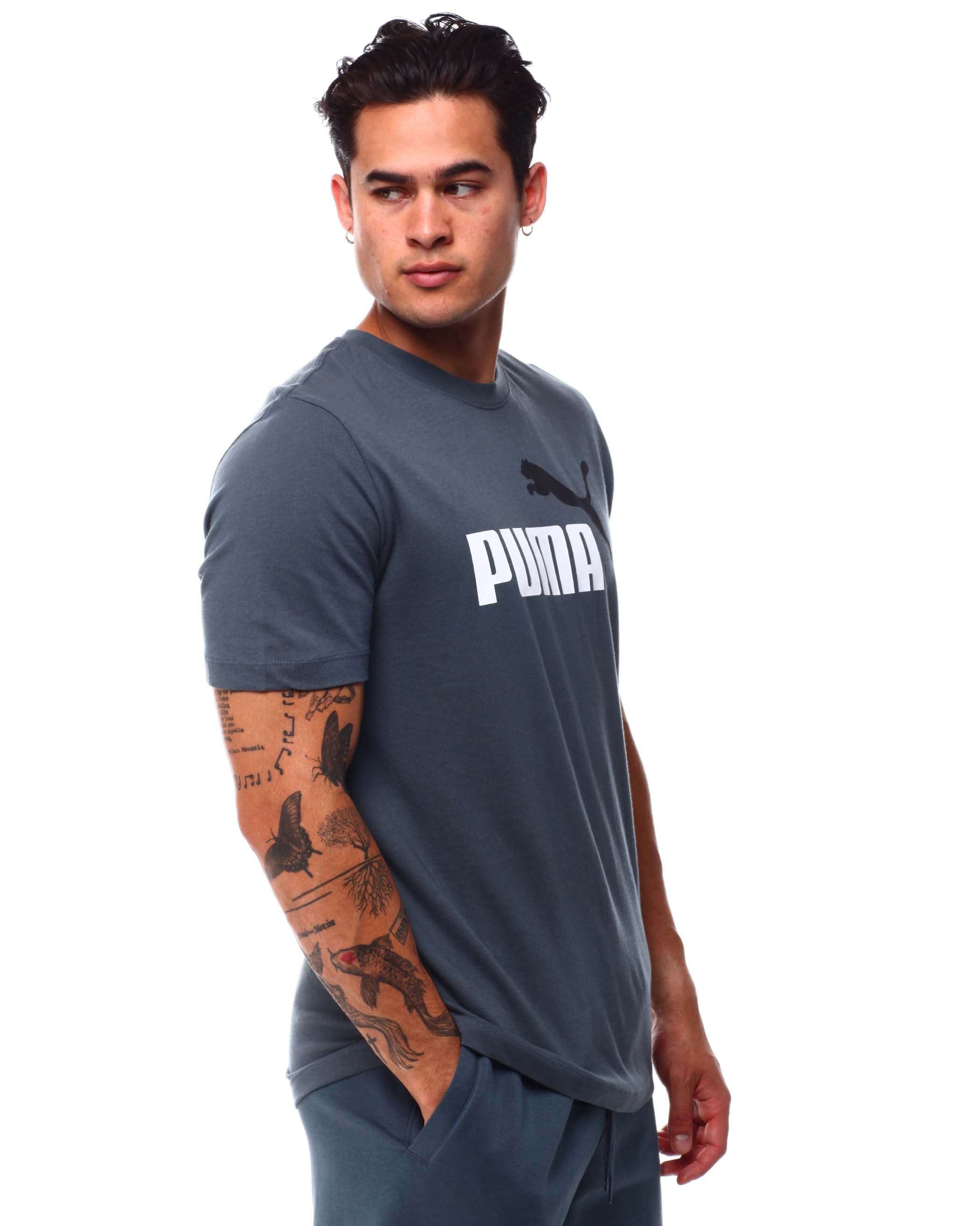 Men\'s Dark 2 T-Shirt Puma L Logo - Col ESS Slate