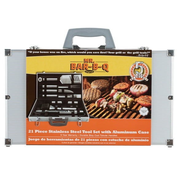 Mr. Bar-B-Q 21 Piece Stainless Steel Barbecue Tool Set with Carrying Case - 02066Y