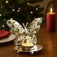 thumbnail image 5 of Candelabro navideño de hierro dorado | Bandeja para velas de estilo vintage para decoración de mesas navideñas | Centro de mesa festivo para fiestas, bodas y el hogar, 5 of 6