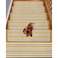 thumbnail image 2 of Dark Yellow Stair Treads Non Slip for Steps Gray White Stripe 15 Pcs Reusable Adhesive Stair Runner Mats for Dogs Elders Carpet Treads Rugs for Staircase 8x30 In, 2 of 7