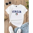 thumbnail image 3 of 【New Arrival】ITALIA Italy Flag Shield Graphic Short Sleeve T‑Shirt, Crew Neck Sport Fan Tee For Game Day Travel Casual Daily Outfit, 3 of 5