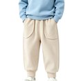 thumbnail image 3 of Diufon Toddler Boys Girls Corduroy Sweatpants Fall Winter Plush Thickened Warm Athletic Joggers Pants with Pockets, 3 of 9