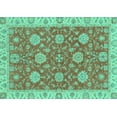 thumbnail image 1 of Ahgly Company Machine Washable Indoor Rectangle Oriental Turquoise Blue Traditional Area Rugs, 6' x 9', 1 of 4