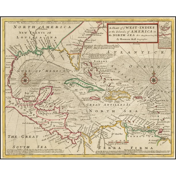 Laminated Poster A Chart Of Ye West Indies Or The Islands Of The Americas In The North Sea C Being Ye Present Seat Of Waraƒae A A Aƒa A A A A A Aƒa Sa A Poster Print X 30 Walmart Com