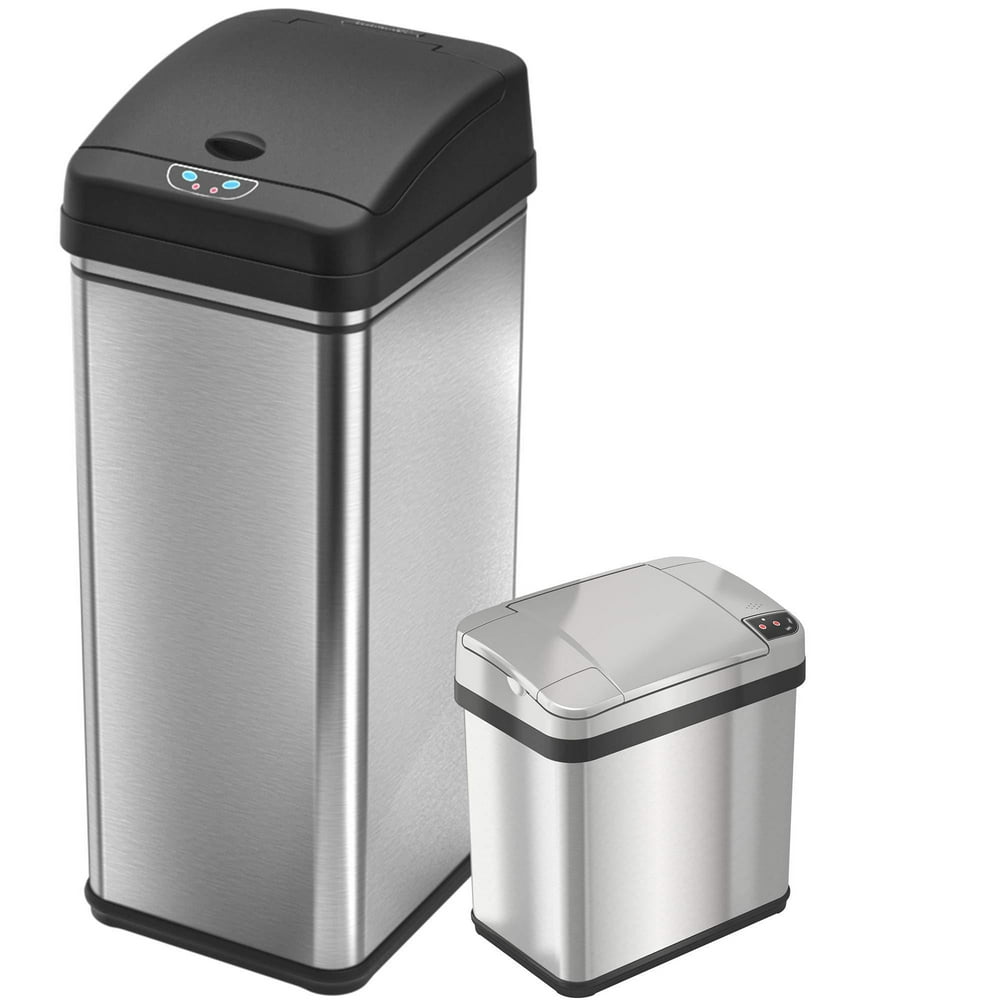 iTouchless Recycling Trash Can Combo, 13/2.5 gallon, Stainless Steel