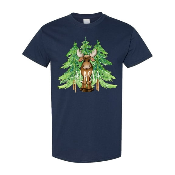 Inktastic Alaska Moose and Trees T-Shirt