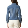 Unique Bargains Denim Jacket for Women's Classic Stand Collar Jean