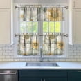 thumbnail image 3 of Rod Pocket Kitchen Curtain Set 3-Piece, 27.5x36 Inch Valance & Tier Drapes, Polyester Pongee Cafe Curtains for Living Room, Bathroom, Farmhouse Rustic Country Window Treatments., 3 of 6