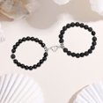 thumbnail image 4 of 1 par de de atracción de imán en corazón para parejas Piedra volcánica Sunnimix Pulsera en forma de corazón, 4 of 7