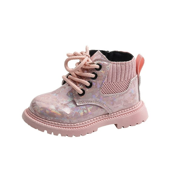Viluyesy Girls Boots Flat Bottom Round Head Keep Warm Casual Fashion Soild Color Fall and Winter Shoes for Girls Pink US 8.5