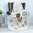 thumbnail image 4 of Cat Lover Soft Flannel Fleece Throw Blanket, Cartoon Style Surprised Looking Siamese Among Pastel Colored Cat Related Items, Cozy Plush for Indoor and Outdoor Use, 60" x 80", Multicolor, by Ambesonne, 4 of 5