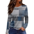 thumbnail image 3 of Sweaters for Women Long Sleeve Tops Round Neck Loose Casual Blouses Light Blue 3XL, 3 of 6