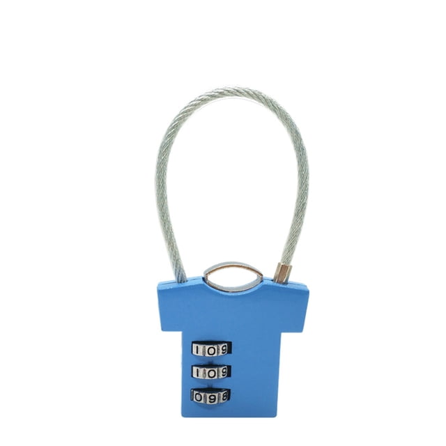 Candado de combinación portátil de aleación de zinc con forma de ropa para archivador de maleta, color azul