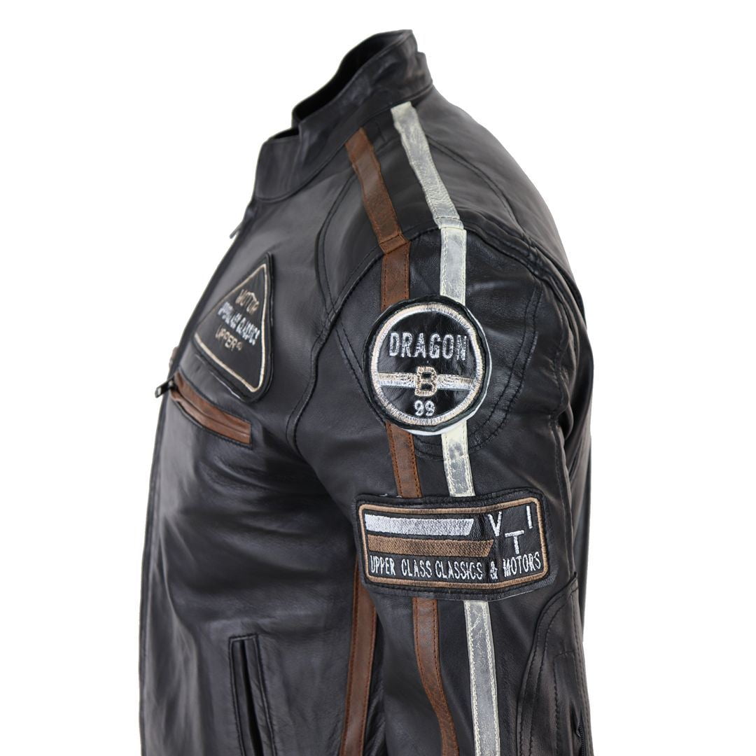 Men's Zipped Biker Leather Jacket | Infinity - Walmart.com