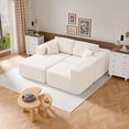 thumbnail image 4 of MAYEERTY 104" Cloud Sectional Sofa, Compressed Corduroy Modular Boneless Couch, No Assembly Required for Home Lounge,Beige, 4 of 10