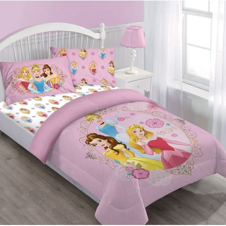 Twin Princess Disney BED IN A BAG Comforter Set W/Fitted Sheet And ...