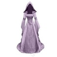 thumbnail image 4 of Oksale Womens Medieval Hooded Corset Dresses Renaissance Lace Up Dress with Hood Vintage Floor Length Dresses Square Neck Dress for Party Elegant Dresses Purple, 4 of 8
