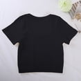 thumbnail image 4 of Aihuaihua Womens Square Neck Rib Knit Solid Cropped Tops Basic Tees Slim Fit Ribbed Knit Spring Going Out Slim Fitted Y2k Top Summer Clothes Black M, 4 of 9