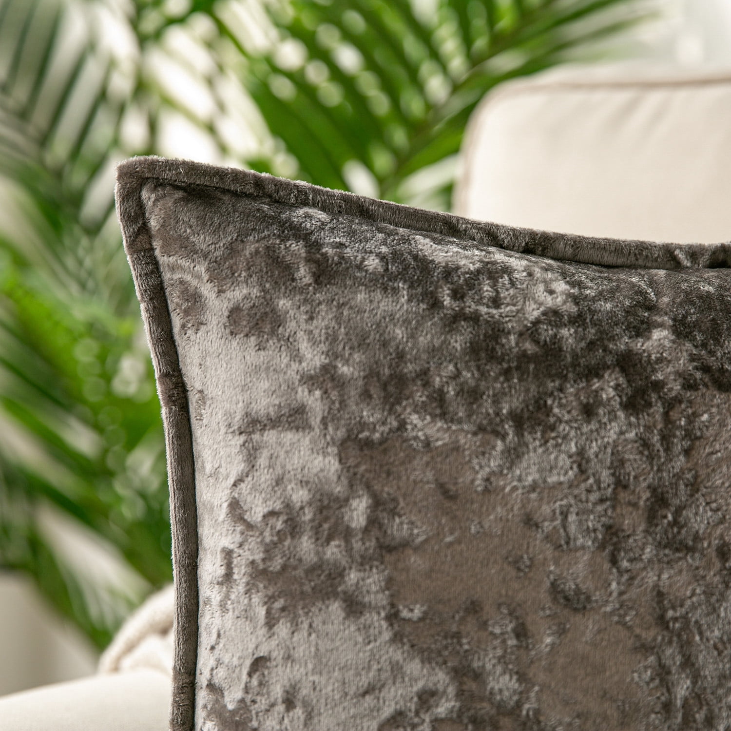 Phantoscope Patterned Velvet Tailored Edge Decorative Throw Pillow, 12" x 20", Gray, 2 Pack