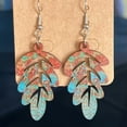 thumbnail image 5 of Thanksgiving Day Hollow Wood Maple Leaf Pumpkin Retro Vintage Halloween Earrings, 5 of 8