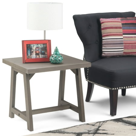 Square Wide End Table WyndenHall Hawkins Solid Wood 22 inch Wide Square Modern Industrial End Side Table ()