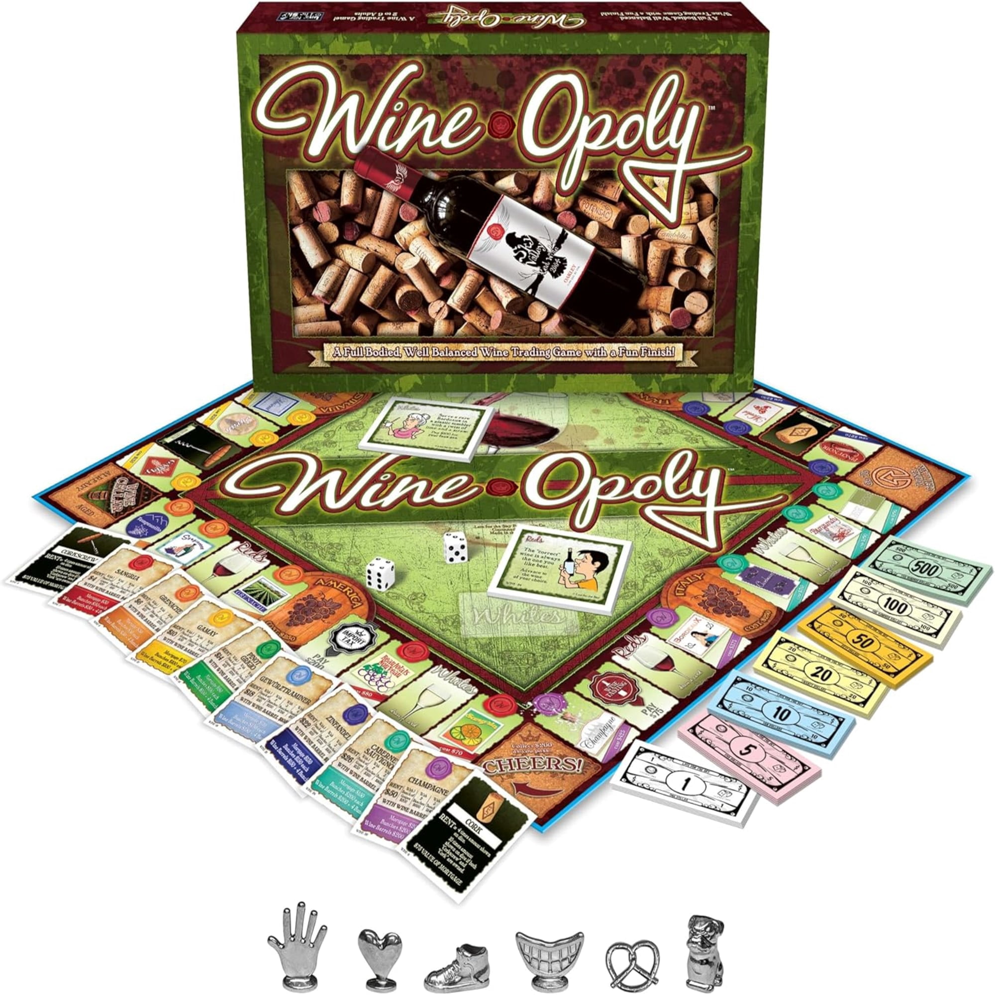 Late for the Sky Wine-Opoly Board Game, Adults 18 and up
