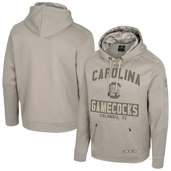 Men's Colosseum Oatmeal South Carolina Gamecocks Big & Tall Operation Hat Trick Battalion Hoodie Sweatshirt