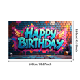 thumbnail image 1 of Happy Birthday Banner Background Colorful Backdrop Wall Party Decorations Festive Event Supplies Celebration Graffiti Photography Props, 1 of 4