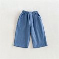 thumbnail image 6 of Ticikt Kids Corduroy Pants, Elastic Waist Solid Color Loose Wide‑Leg Trousers, Casual Straight Bottoms for Boys Girls,Blue, 6 of 7