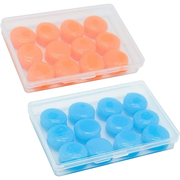 SHENMO 12 Pairs Silicone Ear Plugs (Blue, Orange) for Sleep Noise