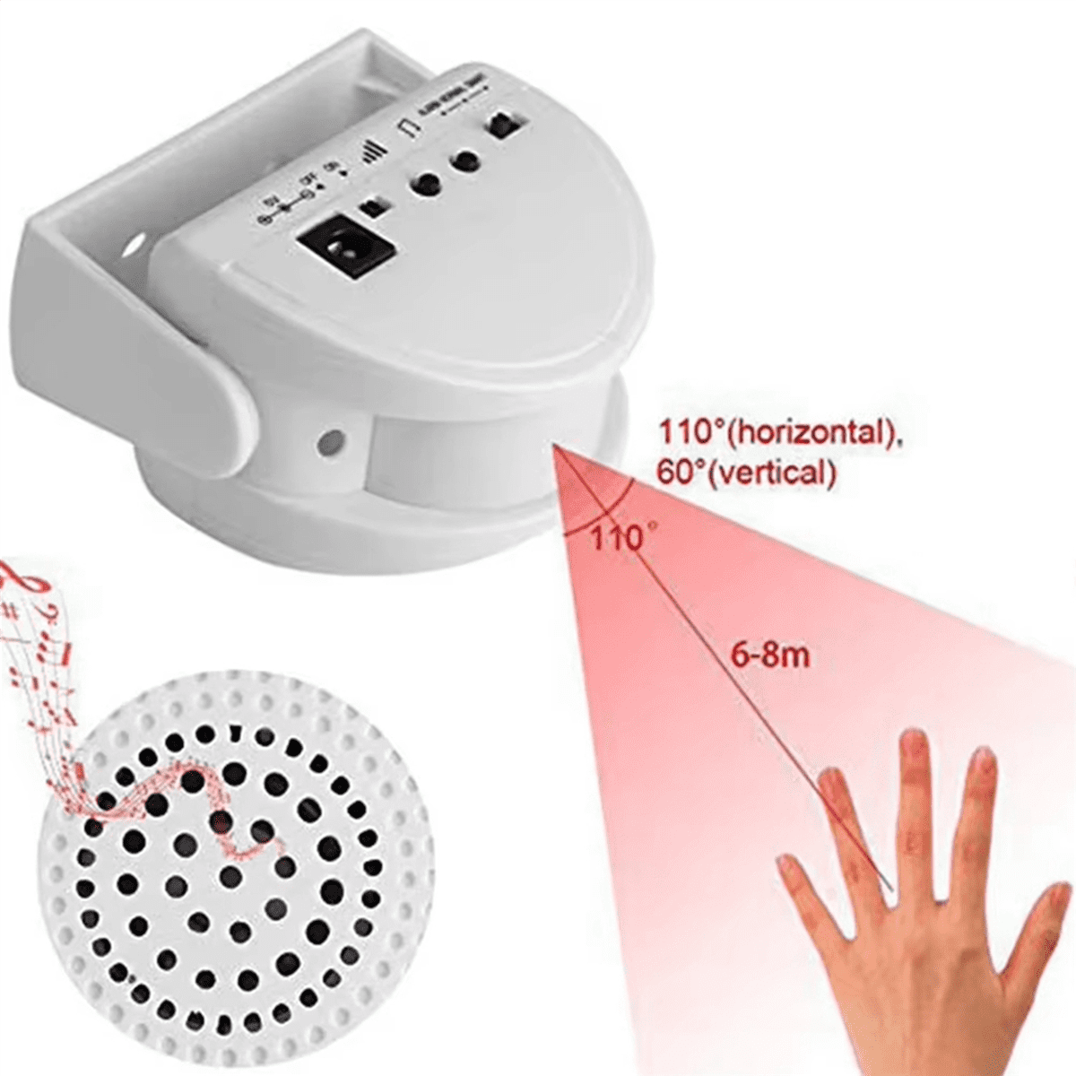 4X Wireless Guest Welcome Chime Alarm Door Bell 32Song PIR Motion Sensor,4 x wireless guest doorbell sensor (without 3xAAA batteries),White