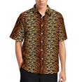 thumbnail image 3 of Camisa informal con estampado de rayas de piel de tigre para hombre, camisa hawaiana de vacaciones de manga corta, camiseta de gran tamaño para hombre, blusas, ropa, 3 of 5