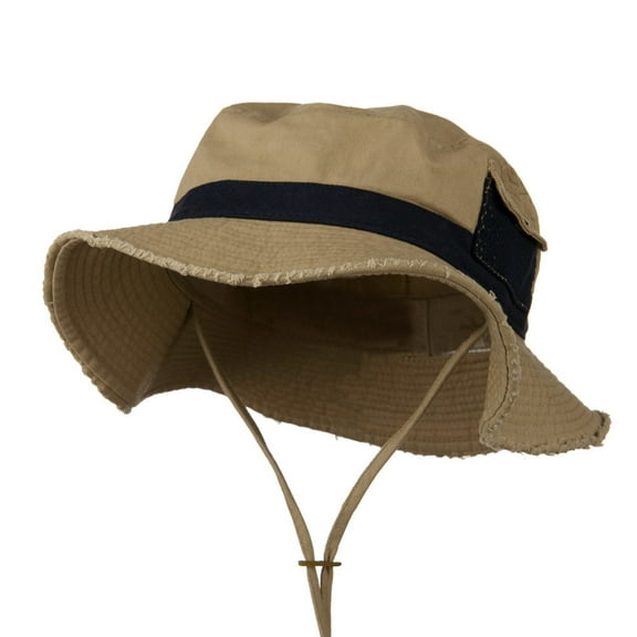 Big Size Cotton Twill Washed Bucket Hat - Khaki 2XL-3XL