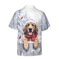 thumbnail image 2 of Playful Bloodhound Welcomes Winter Snowy Day with Cardinal Bird Hawaiian Shirt Breathable Summer Unisex Merch Dog Lover - 2017, 2 of 6
