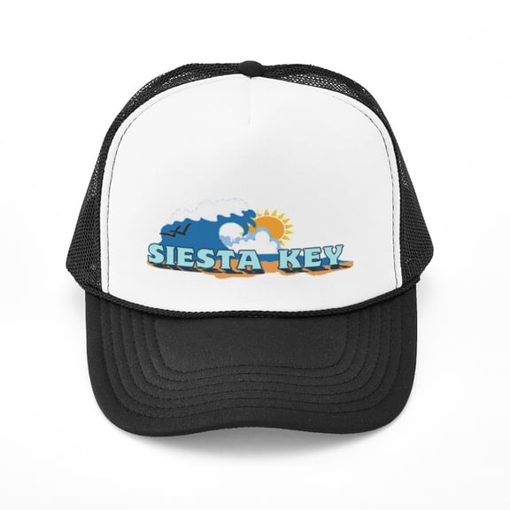 CafePress - Siesta Key FL Waves Design - Adjustable Unisex Printed Trucker Hat with Mesh Back