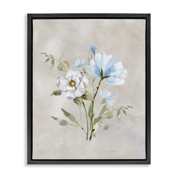 Stupell Industries Transitional Blue & White Herbs Black Floating Frame Canvas Art, 17 x 21, by Livi Finn