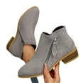 thumbnail image 5 of Womens Low-heeled Ankle Boots Casual Suede Low Heel Side Zipper Fall Winter Thick Heel Short Boots for Women, 5 of 6