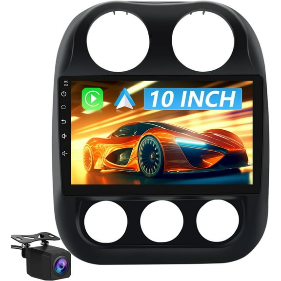 2G 64G 10 inch Touch Screen Car Radio Stereo for Jeep Compass Patriot 2010-2016 Android 13 CarPlay Android Auto Bluetooth with GPS Navigation