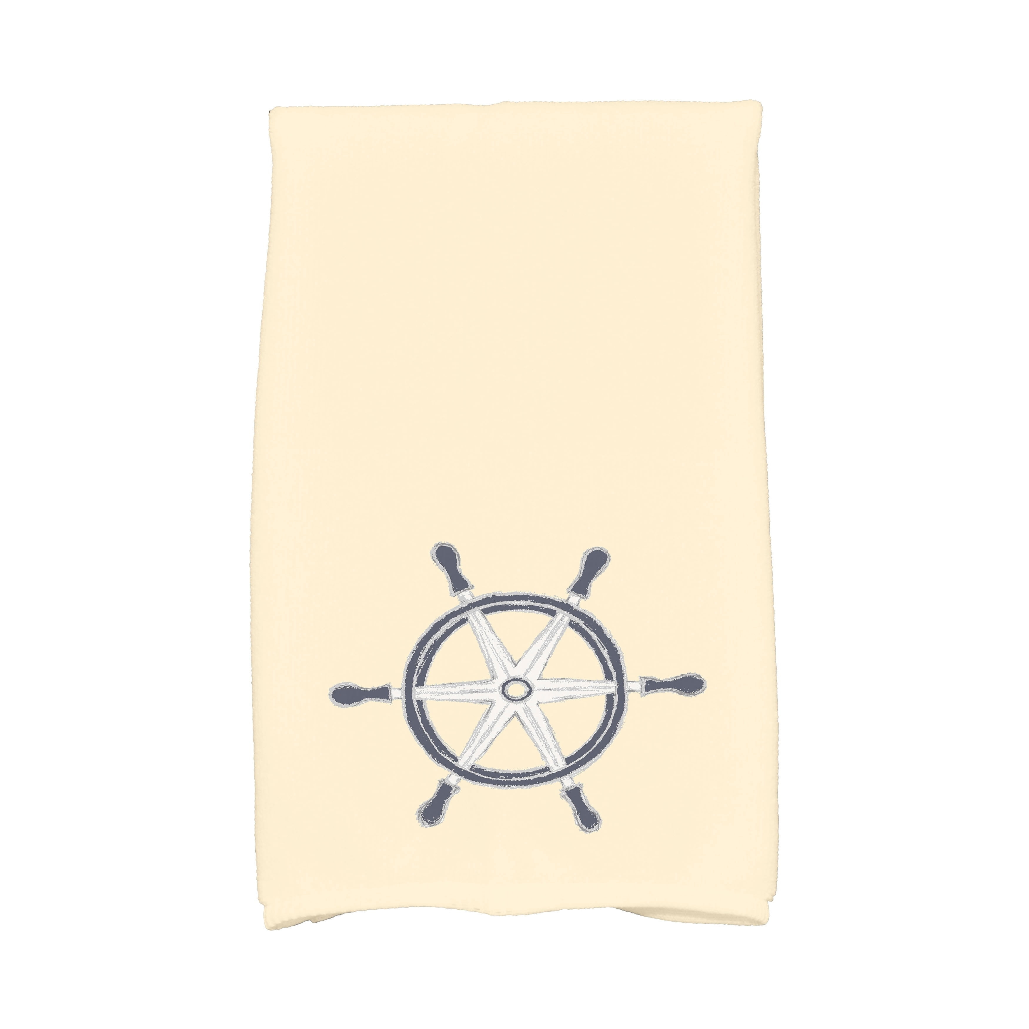 Simply Daisy, 16 x 25 Inch, Ship Wheel, Geometric Print Kitchen Towel, Ivory